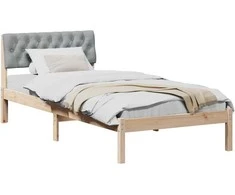 Lova Lovos rėmas Ruda ir šviesiai pilka 90 x 200 cm Pušies masyvas