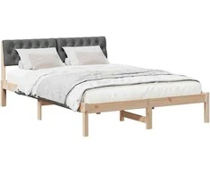 Lova Lovos rėmas ruda ir tamsiai pilka 140 x 190 cm Pušies masyvas
