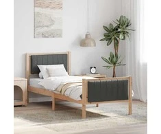 Lova Lovos rėmas ruda ir tamsiai pilka 75 x 190 cm Pušies masyvas