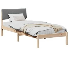 Lova Lovos rėmas ruda ir tamsiai pilka 80 x 200 cm Pušies masyvas
