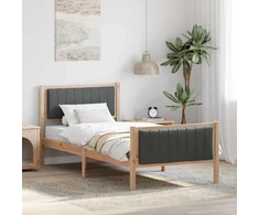 Lova Lovos rėmas ruda ir tamsiai pilka 90 x 190 cm Pušies masyvas
