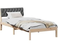 Lova Lovos rėmas ruda ir tamsiai pilka 90 x 190 cm Pušies masyvas