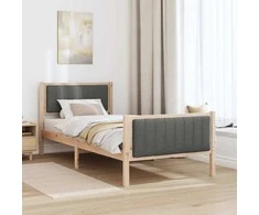 Lova Lovos rėmas ruda ir tamsiai pilka 90 x 190 cm Pušies masyvas