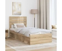 Lova Lovos rėmas Sonoma ąžuolas 75 x 190 cm Kietos pušies mediena
