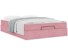 Lova Lovos rėmas su čiužiniu 2 pcs Rožinė Aksomas