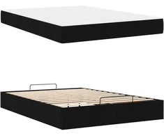 Lova Lovos rėmas su čiužiniu 2 pcs Juoda audinys