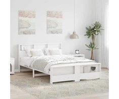 Lova Lovos rėmas su galvūgalio Balta 140 x 200 cm Apdirbta mediena