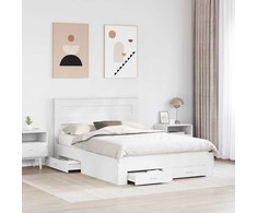 Lovos rėmas su galvūgalio Balta 140 x 200 cm Apdirbta mediena