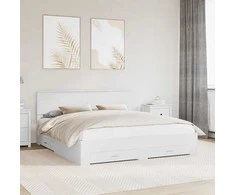 Lova Lovos rėmas su galvūgalio Balta 180 x 200 cm Apdirbta mediena