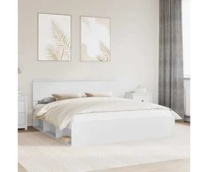 Lova Lovos rėmas su galvūgalio Balta 200 x 200 cm Apdirbta mediena