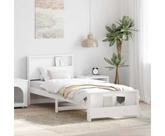 Lova Lovos rėmas su galvūgalio Balta 90 x 200 cm Apdirbta mediena