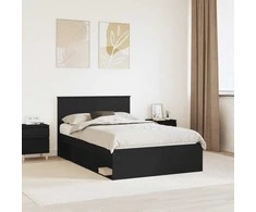 Lova Lovos rėmas su galvūgalio Juoda 120 x 200 cm Apdirbta mediena