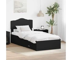 Lova Lovos rėmas su galvūgalio Juoda 70 x 190 cm Apdirbta mediena