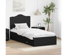 Lova Lovos rėmas su galvūgalio Juoda 70 x 190 cm Apdirbta mediena