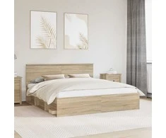 Lova Lovos rėmas su galvūgalio Sonoma 200 x 200 cm Apdirbta mediena