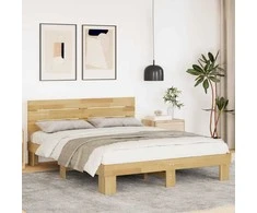 Lova lovos rėmas su galvūgaliu be čiužinio 135x190 cm ąžuolo masyvo