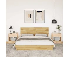 Lova lovos rėmas su galvūgaliu be čiužinio 150x200 cm ąžuolo masyvo