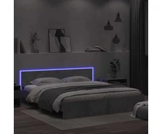 Lova Lovos rėmas su galvūgaliu ir LED, betono pilkas, 180x200cm