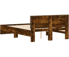 Lova Lovos rėmas su galvūgaliu ir LED, dūminio ąžuolo, 140x190cm