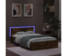 Lova Lovos rėmas su galvūgaliu ir LED, dūminio ąžuolo, 120x190cm