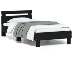 Lova Lovos rėmas su galvūgaliu ir LED lemputėmis, juodas, 75x190cm