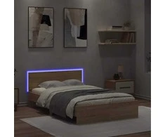 Lova Lovos rėmas su galvūgaliu ir LED, sonoma ąžuolo, 140x200cm