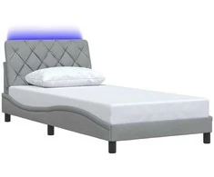 Lova Lovos rėmas su LED be čiužinio, šviesiai pilkas, 100x200 cm