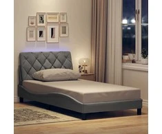 Lova Lovos rėmas su LED be čiužinio, šviesiai pilkas, 100x200 cm