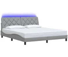 Lova Lovos rėmas su LED be čiužinio, šviesiai pilkas, 180x200 cm