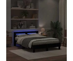 Lova Lovos rėmas su LED Juodas ąžuolas 150 x 200 cm Apdirbta mediena
