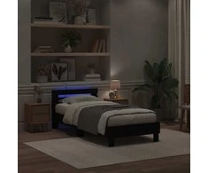 Lova Lovos rėmas su LED Juodas ąžuolas 75 x 190 cm Apdirbta mediena