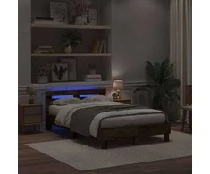 Lova Lovos rėmas su LED Senas medis 120 x 190 cm Apdirbta mediena