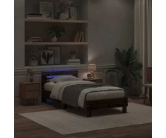 Lova Lovos rėmas su LED Senas medis 90 x 190 cm Apdirbta mediena