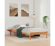 Lova Lovos rėmas su šoninėmis stalelėmis Vaško ruda 100 x 220 cm