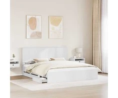 Lova Lovos rėmas su stalčių Balta 180 x 200 cm Inžinerinė mediena
