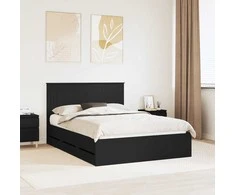 Lova Lovos rėmas su stalčių Juoda 140 x 190 cm Inžinerinė mediena