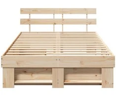 Lova Lovos rėmas su stalčių Ruda 135 x 190 cm Kietos pušies mediena