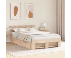 Lova Lovos rėmas su stalčių Ruda 135 x 190 cm Kietos pušies mediena