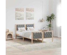 Lova Lovos rėmas Šviesiai pilka 135 x 190 cm Kietos pušies mediena