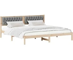 Lova Lovos rėmas Šviesiai pilka 200 x 200 cm Kietos pušies mediena