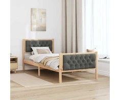 Lova Lovos rėmas Tamsiai pilka 90 x 200 cm Kietos pušies mediena