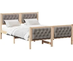 Lova Lovos rėmas Taupe 140 x 190 cm Kietos pušies mediena