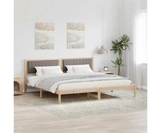 Lova Lovos rėmas Taupe 200 x 200 cm Kietos pušies mediena