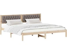 Lova Lovos rėmas Taupe 200 x 200 cm Kietos pušies mediena