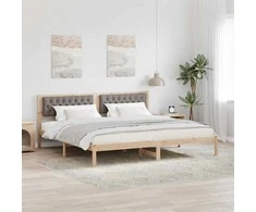 Lova Lovos rėmas Taupe 200 x 200 cm Kietos pušies mediena
