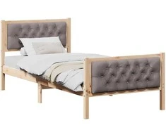 Lova Lovos rėmas Taupe 90 x 190 cm Kietos pušies mediena