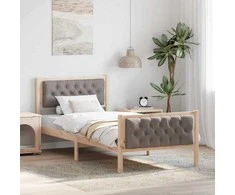 Lova Lovos rėmas Taupe 90 x 200 cm Kietos pušies mediena