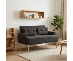 Sofa Minkštas kampas su mygtukų apmušalais Juoda 117 x 67 x 77 cm