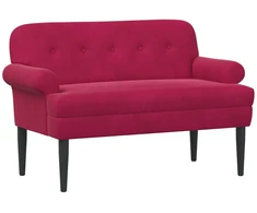 Sofa Minkštas kampas su mygtukų apmušalais Vyno raudona Aksomas