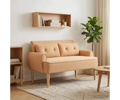 Sofa Minkštas kampas su mygtukų apmušalais Smėlio 117 x 67 x 77 cm